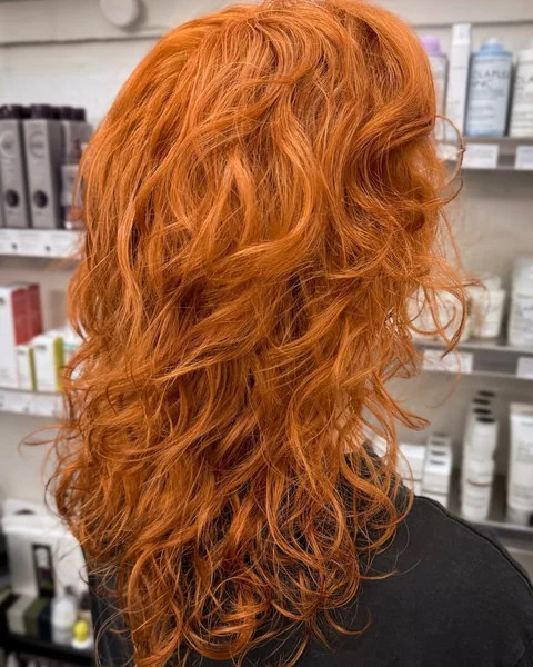 Fiery Copper Butterfly Layers for Wavy Hair