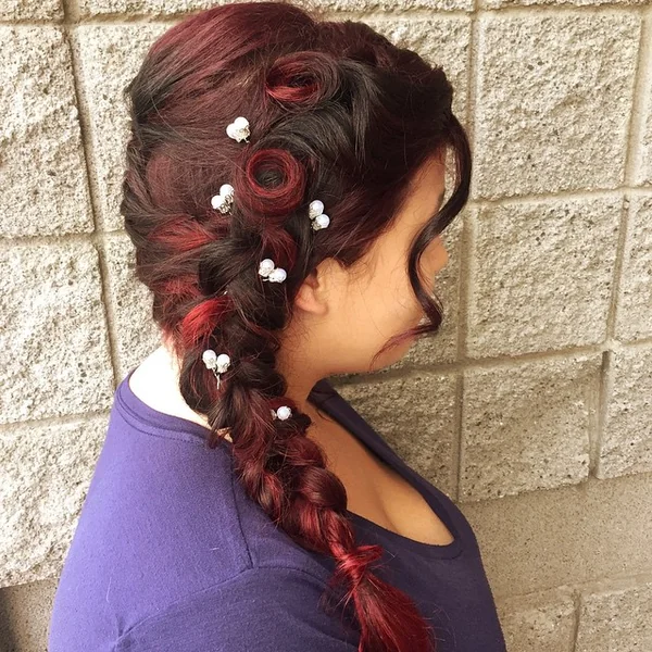 Four Feed-In Braids into Trendy Half-Up Top Knot