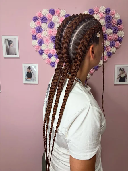 Gorgeous Auburn Jumbo Feed-in Cornrows Statement Braids