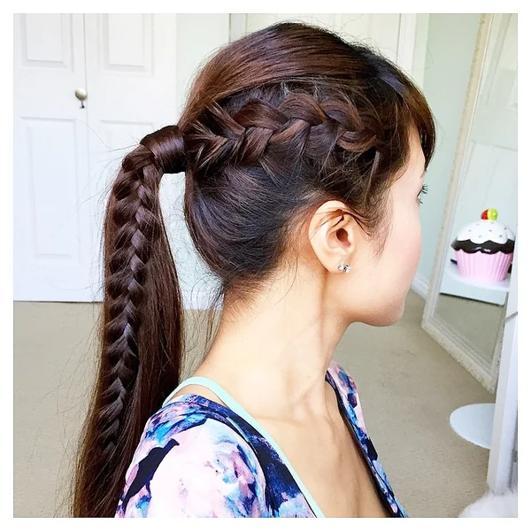 High Fishtail Braid Ponytail with Front Detail