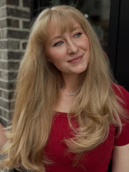 Long Golden Blonde Butterfly Layers with Straight Fringe