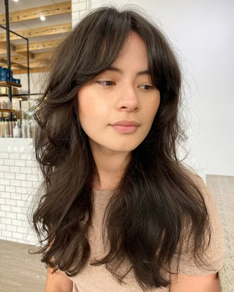 Rich Brunette Shag with Full Voluminous Layers