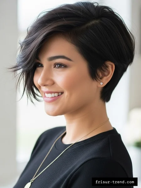 Sculpted Dark Pixie Bob with Dramatic Side Sweep