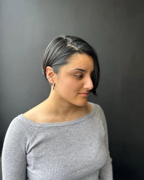 Sleek, Dark, Asymmetrical Pixie Bob