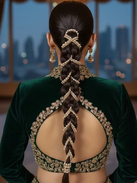 Sleek High Braid with Statement Pearl Accents