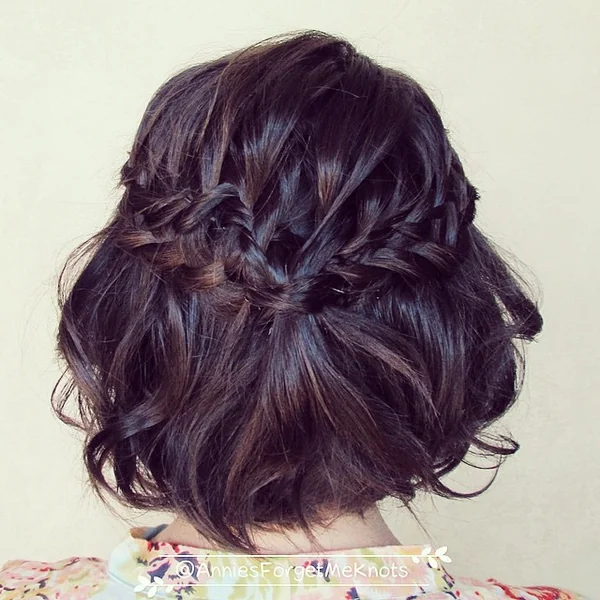 Sleek Jet-Black Box Braided Bob with Gold Accents