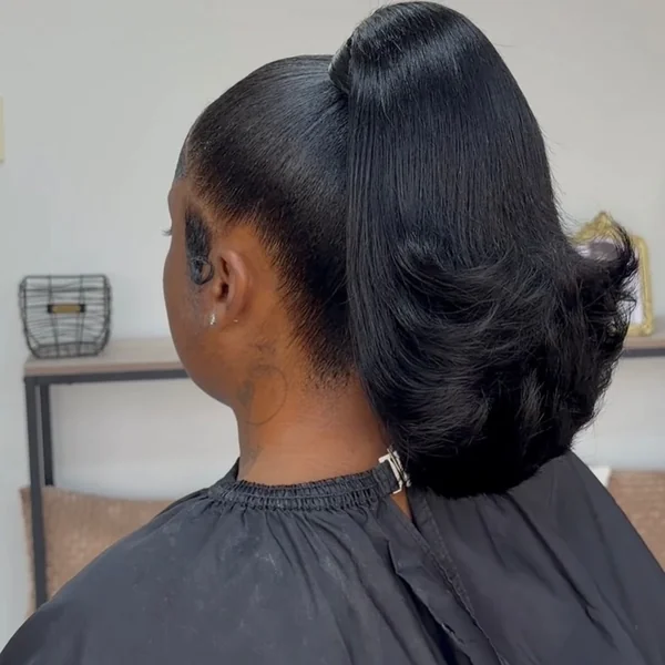 Sleek Voluminous High Ponytail with Bounced Ends