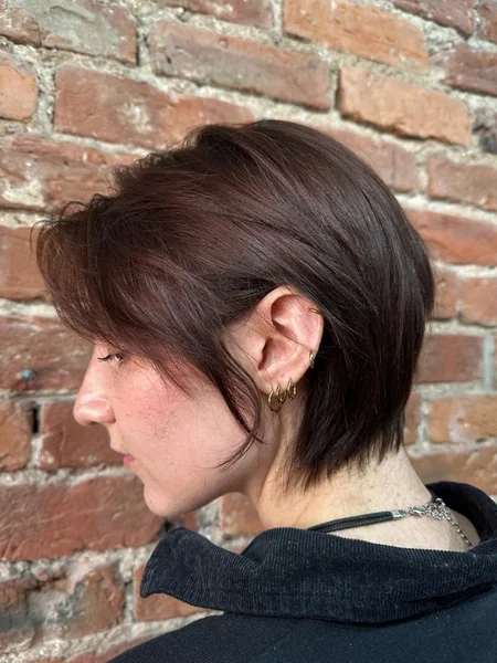Soft Brown Pixie Bob with Wispy Side Bangs