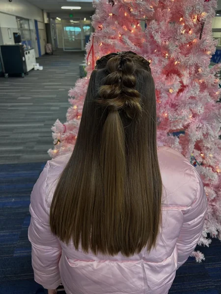 Structured Pull-Through Braid Half-Up Christmas Style