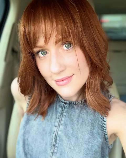 Stunning Copper Short Bob with Wispy Full Fringe