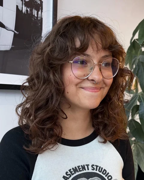 Textured Wavy Shag with Soft Choppy Bangs