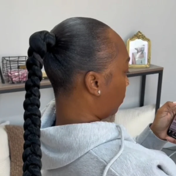 Ultra-Sleek High Jumbo Braid Wrapped Ponytail