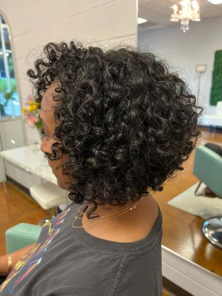 Ultra-Voluminous Dark Curly Bob with Defined Ringlets