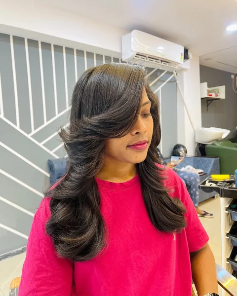 Voluminous Black Butterfly Layers with Deep Side Sweep