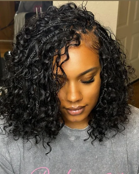 Voluminous Goddess Boho Braided Bob with Deep Waves