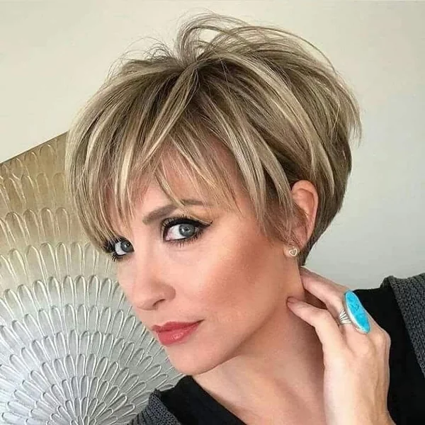 Voluminous Textured Pixie Bob with Wispy Bangs