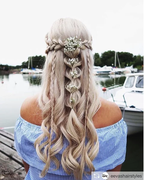 Waterfall Goddess Braids with Wavy Auburn Texture