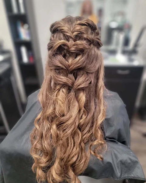 Whimsical Heart Braid Half-Up with Cascading Curls