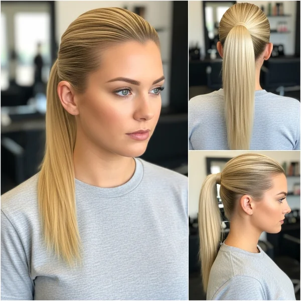 Blonde Slick Back Ponytail