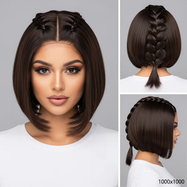 Bob Wig Hairstyles with Butterfly Braid