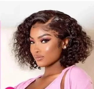 Bouncy Chin-Length Curly Bob with Deep Side Part