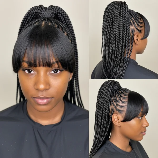 Braided Ponytail Hairstyles Black Women With Bangs