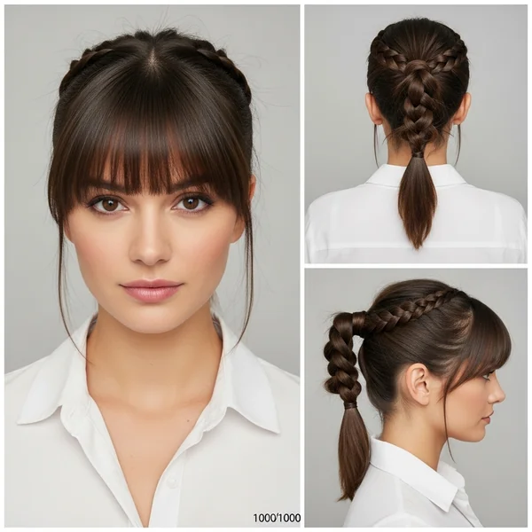 Braided Ponytail Hairstyles with Bangs
