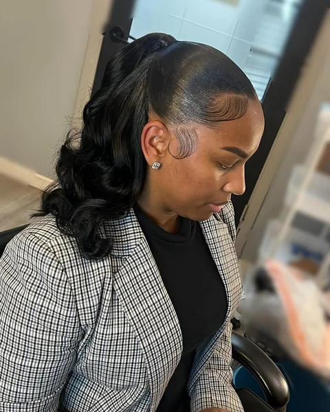 Chic High Ponytail with Structured Braid Detail