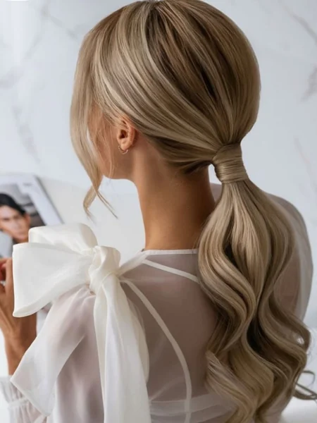 side bangs with ponytail