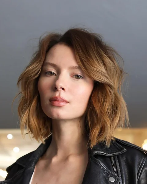 Copper Bronde Flicked Bob with Volume Layers