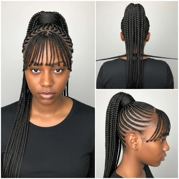 Cornrow Ponytail With Bangs