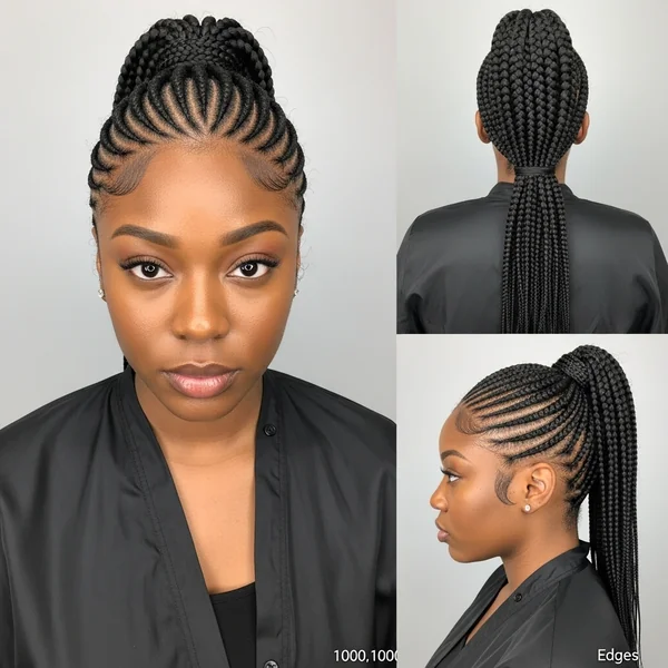 Cornrow Ponytail With Weave