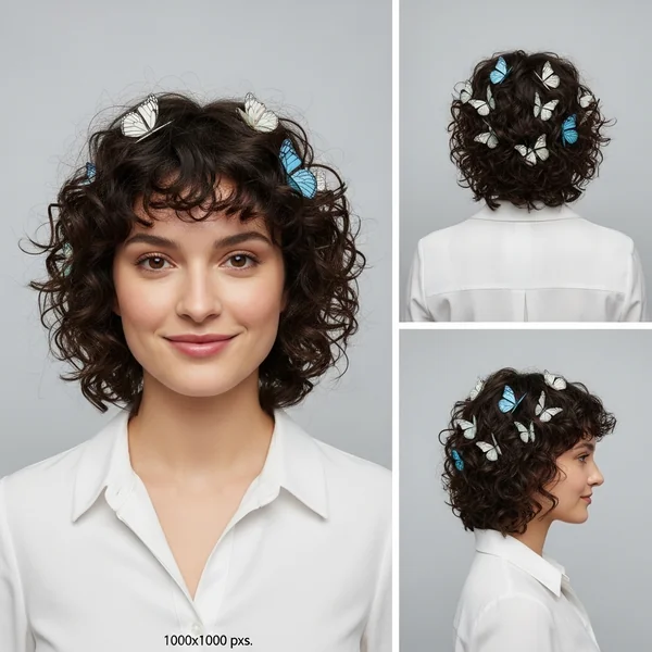 Curly Bob Hairstyles with Butterfly Clips
