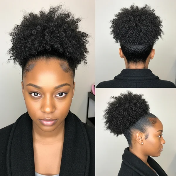 Curly Bun Ponytail Hairstyles for Black Women