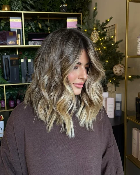 Dimensional Bronde Waves with Bright Face-Framing Highlights