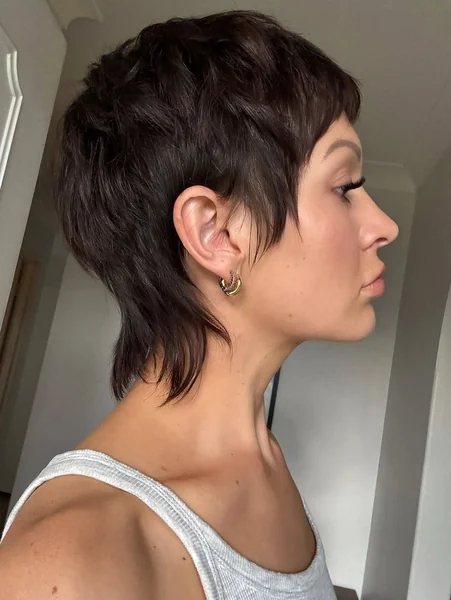 Edgy Textured Pixie Mullet with Volumized Crown Layers