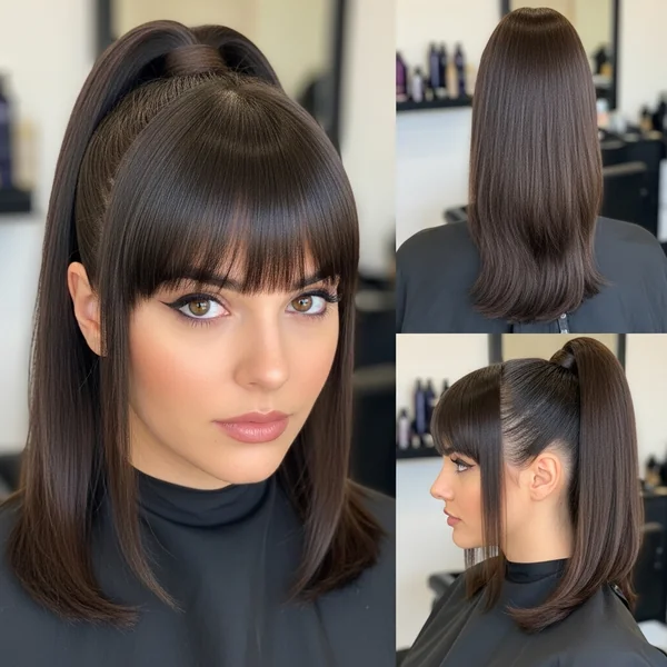 Frontal Ponytail With Two Bangs Hairstyles