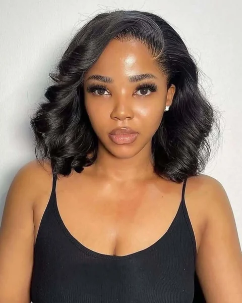 Glamorous Deep Side-Swept Bob with Voluminous Curls