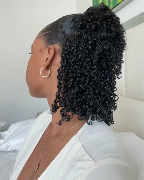 Gorgeous Low Ponytail with Deep Side Parted Curls