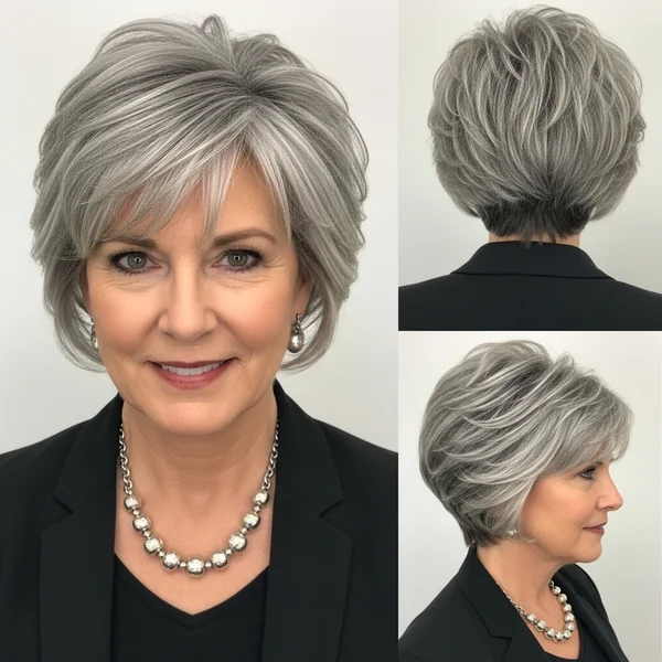Gray Pixie Bob Haircut Over 50