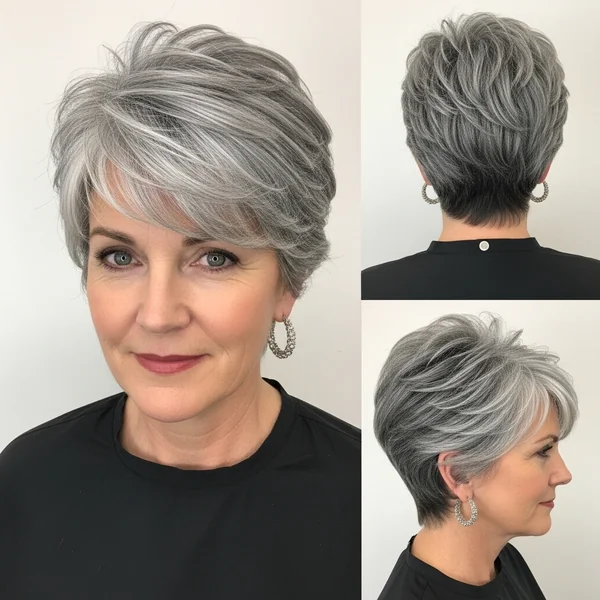 Gray Pixie Haircut Over 50 Fine Hair