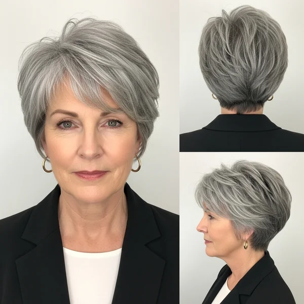 Grey Pixie Haircut Short Gray Hair Over 50