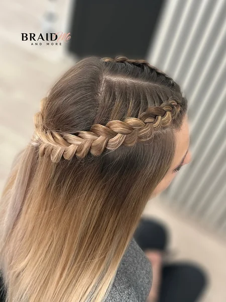 Halo Crown Braid on Long Straight Hair