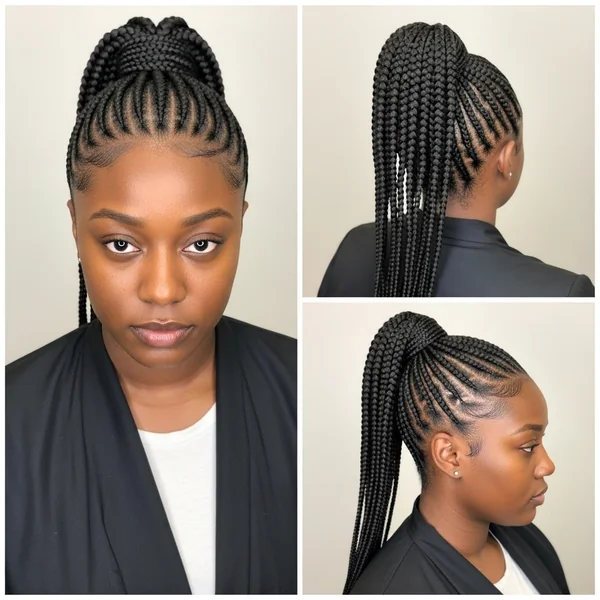 High Braided Ponytail Hairstyles Black Women