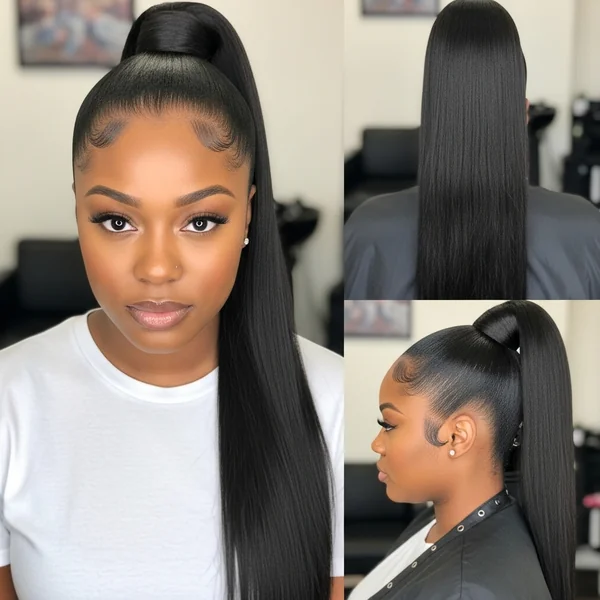 High Ponytail Hairstyles for Black Women Straight Hair