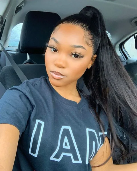 Jet Black High Ponytail with Snatched Edges