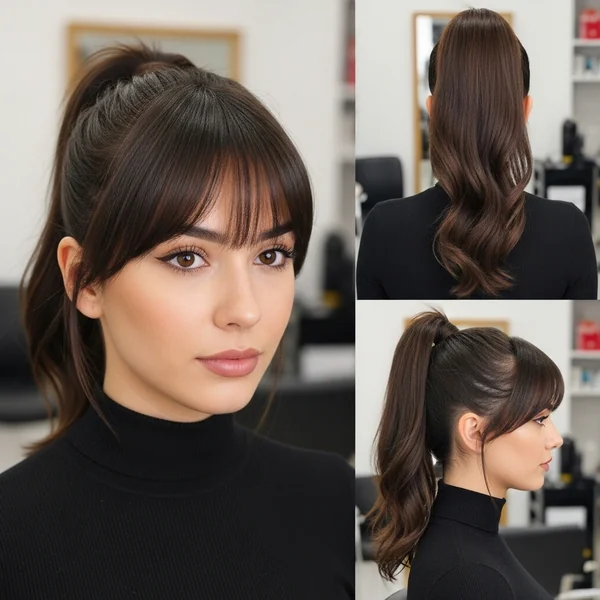 Korean Ponytail With Bangs Hairstyles