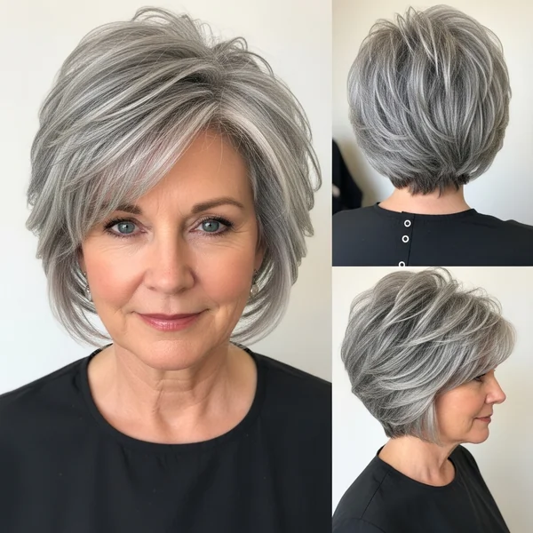 Long Pixie Haircut Over 50 Gray Hair