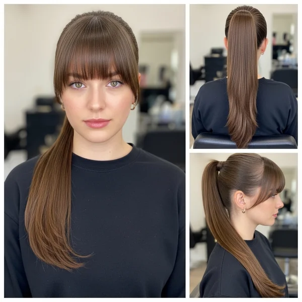 Long Ponytail Hairstyles With Bangs