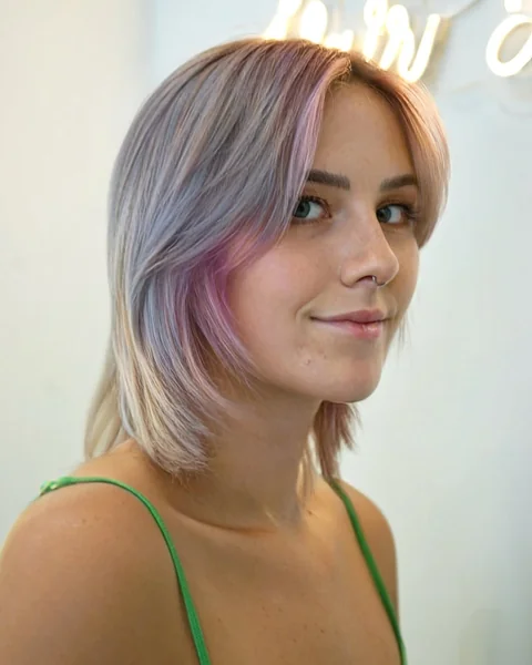 Pastel Butterfly Layers with Volumizing Curtain Bangs